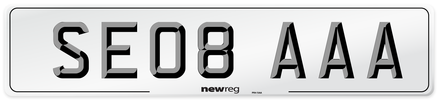 SE08 AAA Number Plate from New Reg